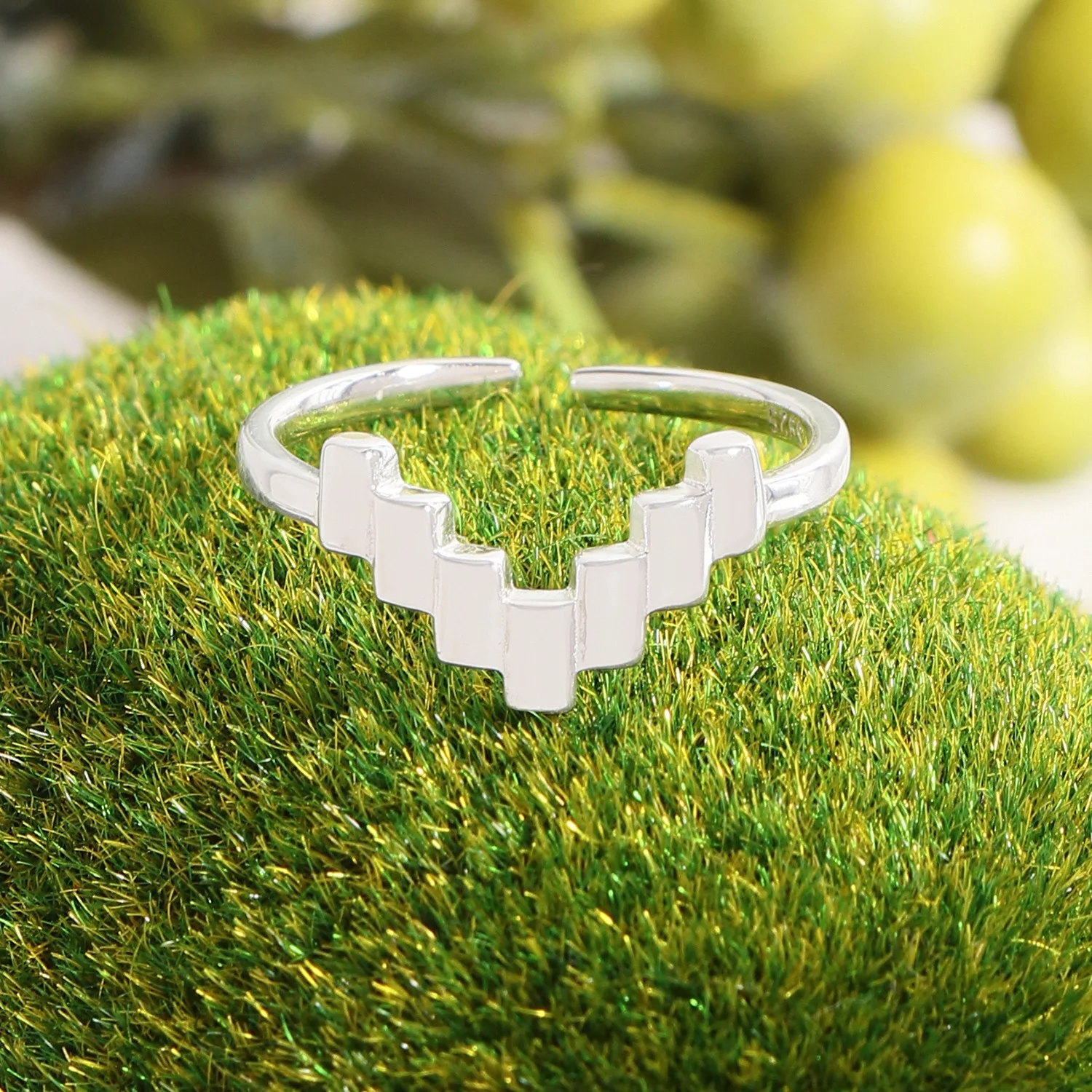 F.I.N.S التصميم الأصلي S925 فضة خياطة مربع على شكل حرف V حلقة الحد الأدنى قابل للتعديل هندسية فنجر غرامة مجوهرات