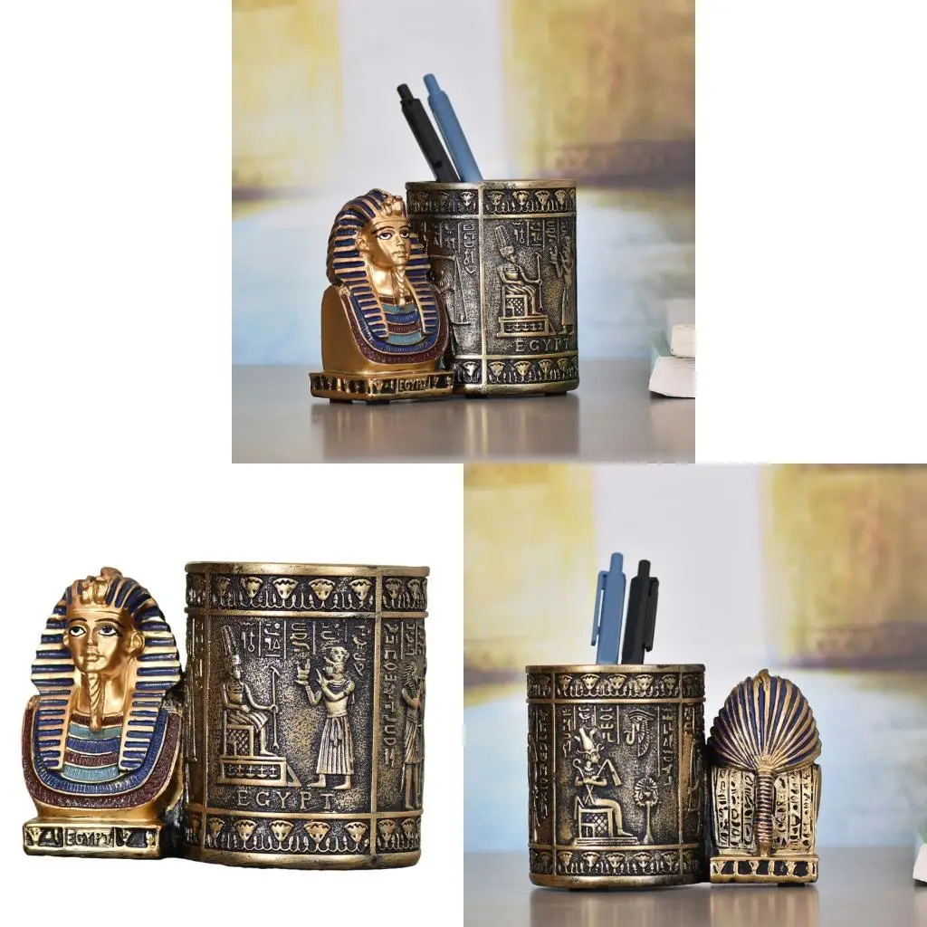 97QD Cultural Resins Desktop Decors Practical Storage Organizers Egyptian Pharaoh Design