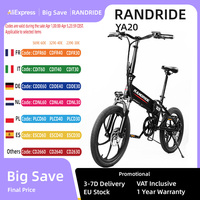 RANDRIDE YA20 Ebike 500W 48V12.8AH Folding City Electric bike Hidden Dismountable Battery 20inch Adult Electric Bicycle EU Stock