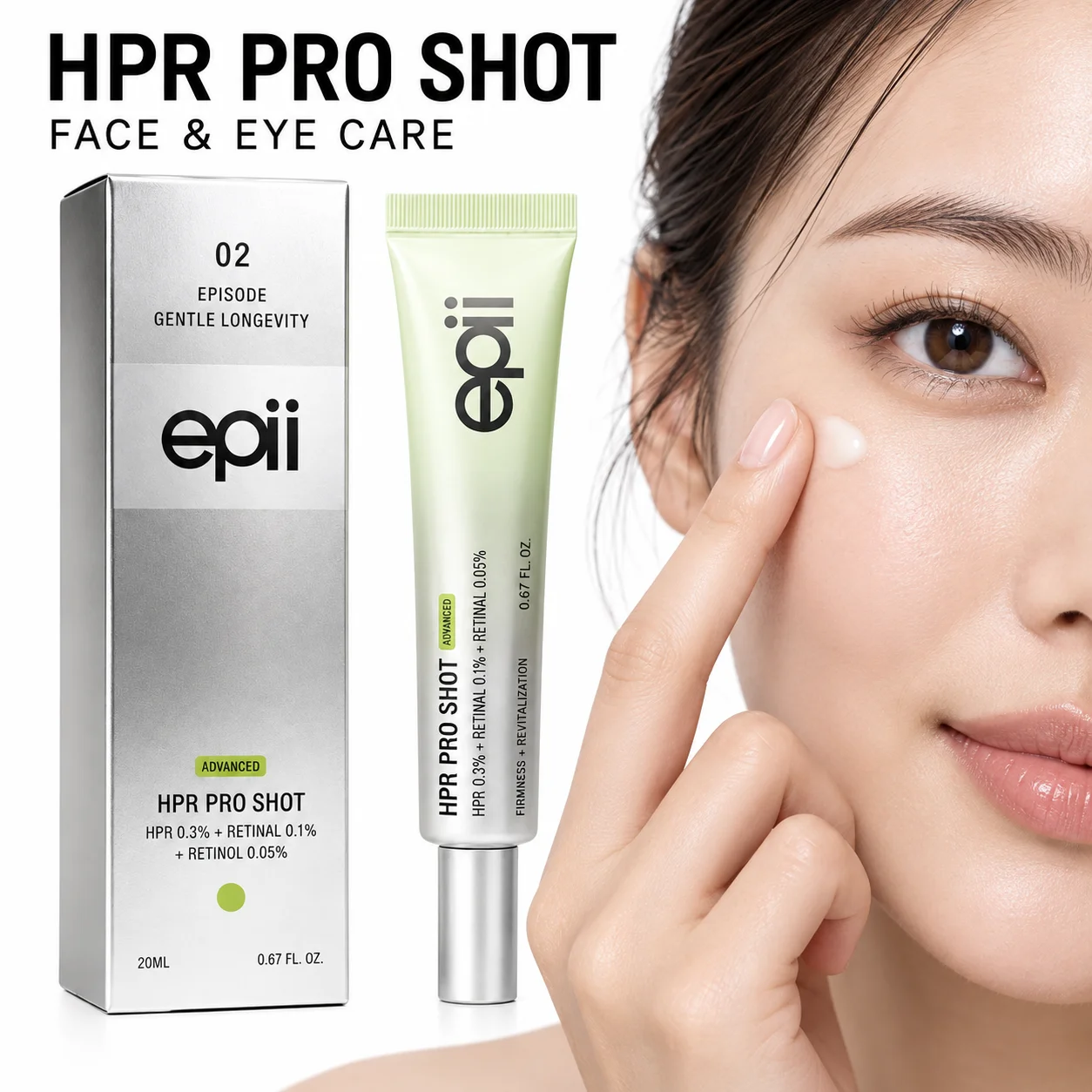 epii HPR Pro Shot Triple Retinol Eye Cream HPR Retinal Face Serum for Fine Lines Firming Under Eye and Facial Care