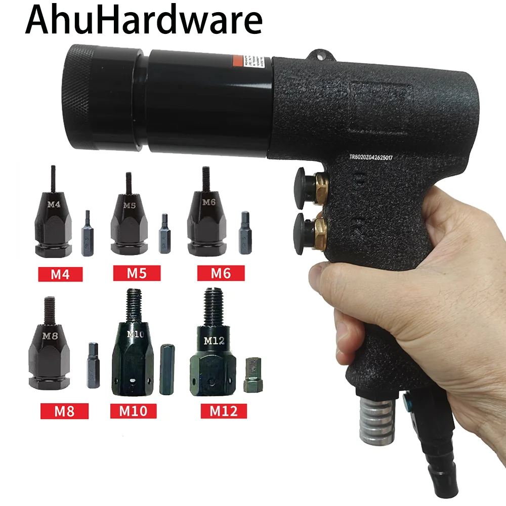 AhuHadware M3 M4 M5 M6 M8 M10 M12 Self-Lock Pneumatic Rivet Nut Guns Insert Thread Pull Setter Riveters For Aluminum & Iron Nuts