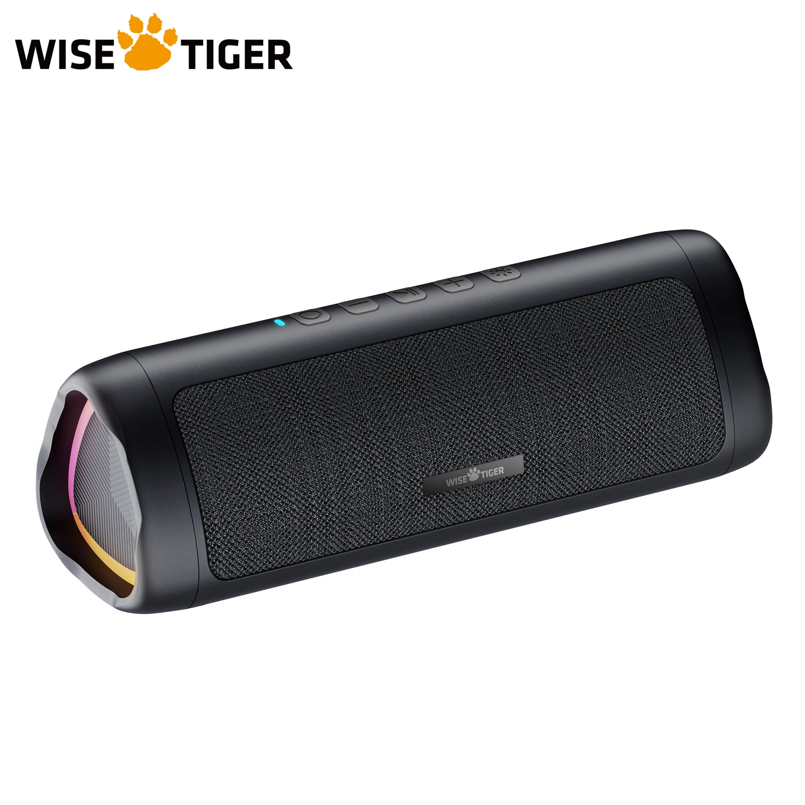 WISE TIGER Portable Wireless Bluetooth Speaker 10W HD Sound BT5.3 Sound Box Up to 24H Playtime RGB Light AUX-in Typec Charge