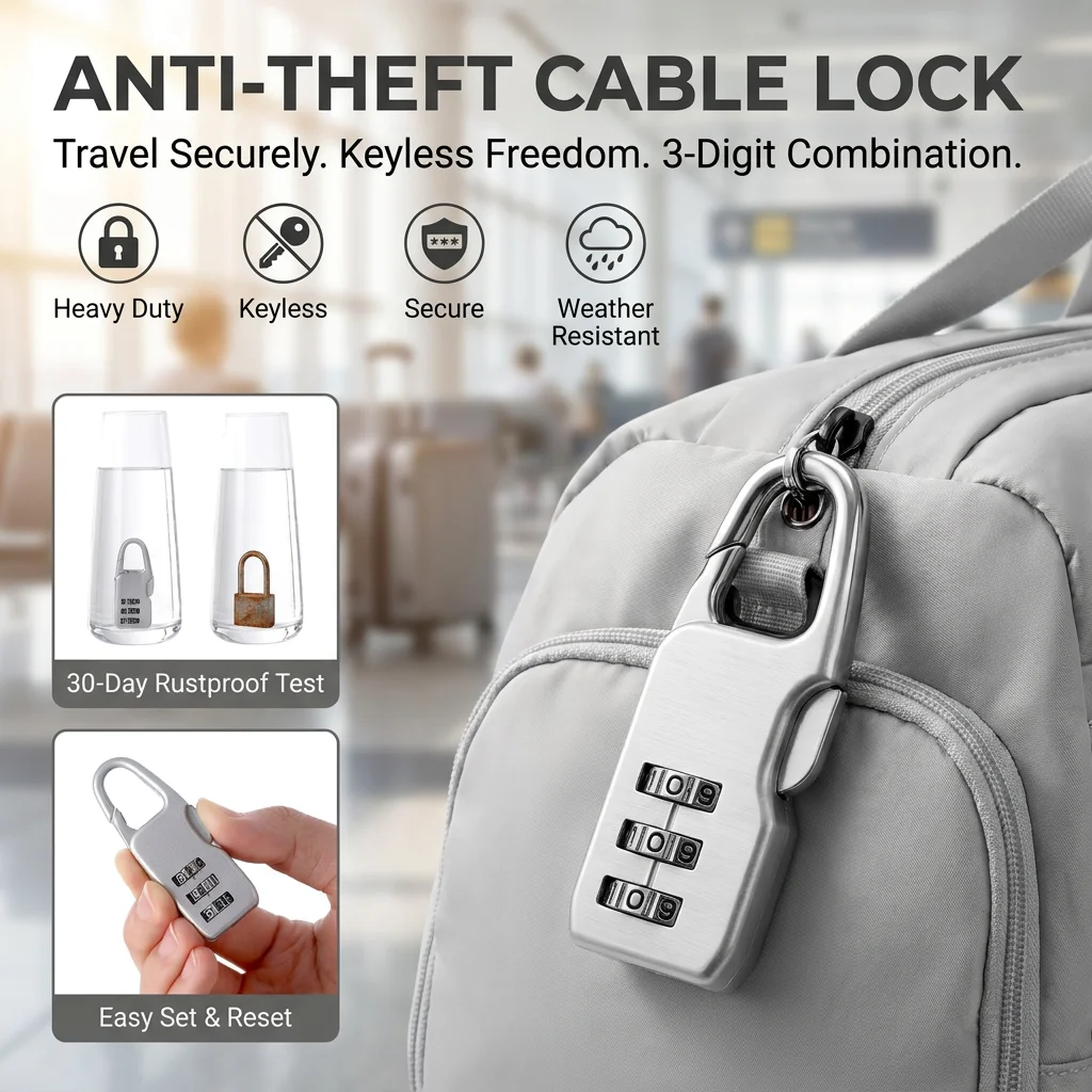 2026 Mini 3 Digit Dial Resettable Combination Travel Luggage Suitcase Lock Padlock Backpack password lock contraseña