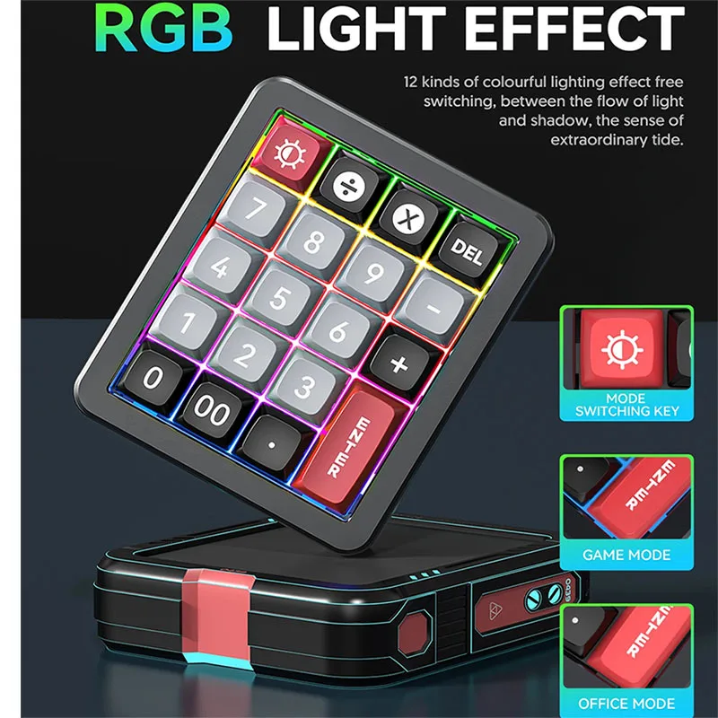 Mechanical Numeric Keypad Hot-Swap Switch Wired Gaming Keypad RGB Backlit Keycap19 Keys Mini Numpad Portable Keypad Extended