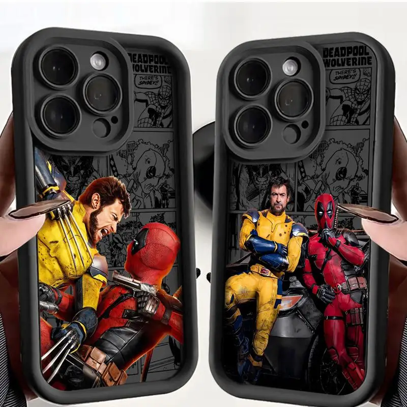 Marvel Deadpool And Wolverine Soft Liquid Silicone Phone Case For iPhone 11 12 13 14 15 Pro Max Plus Shockproof Back Cases Cover