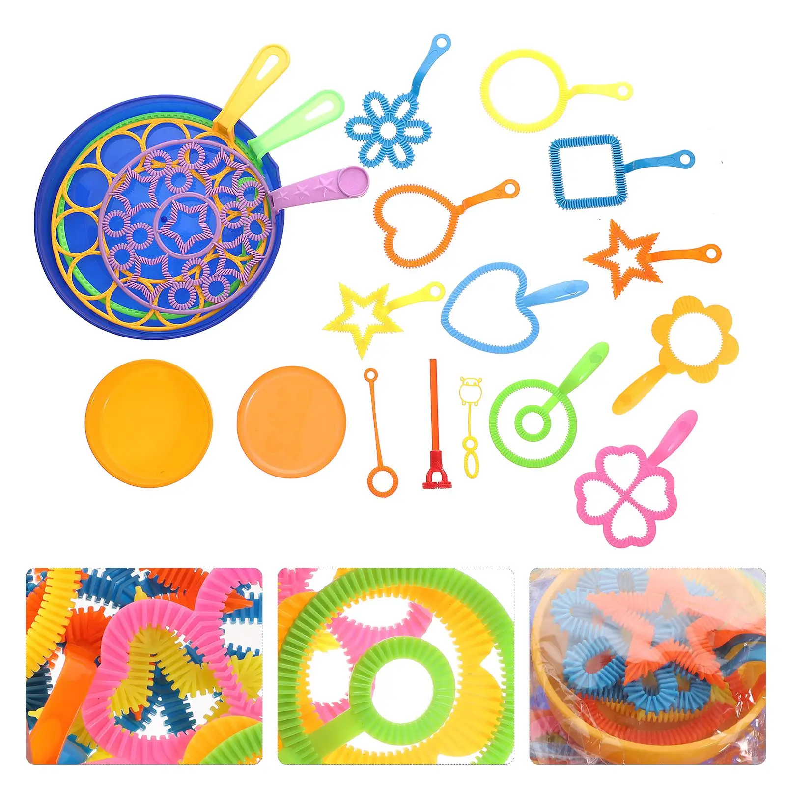 20/26pcs Children Big Bubble Wand with Tray Kids Summer Outdoor Playtime Toys Fancy Bubble Circle Prop Party Favors Random Color