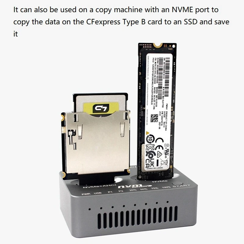 Cfexpress Type B To NGFF M2 Mkey Nvme Extension Adapter Card Black & Silver PCB+Metal Support Pcie 3.0 4.0 X2