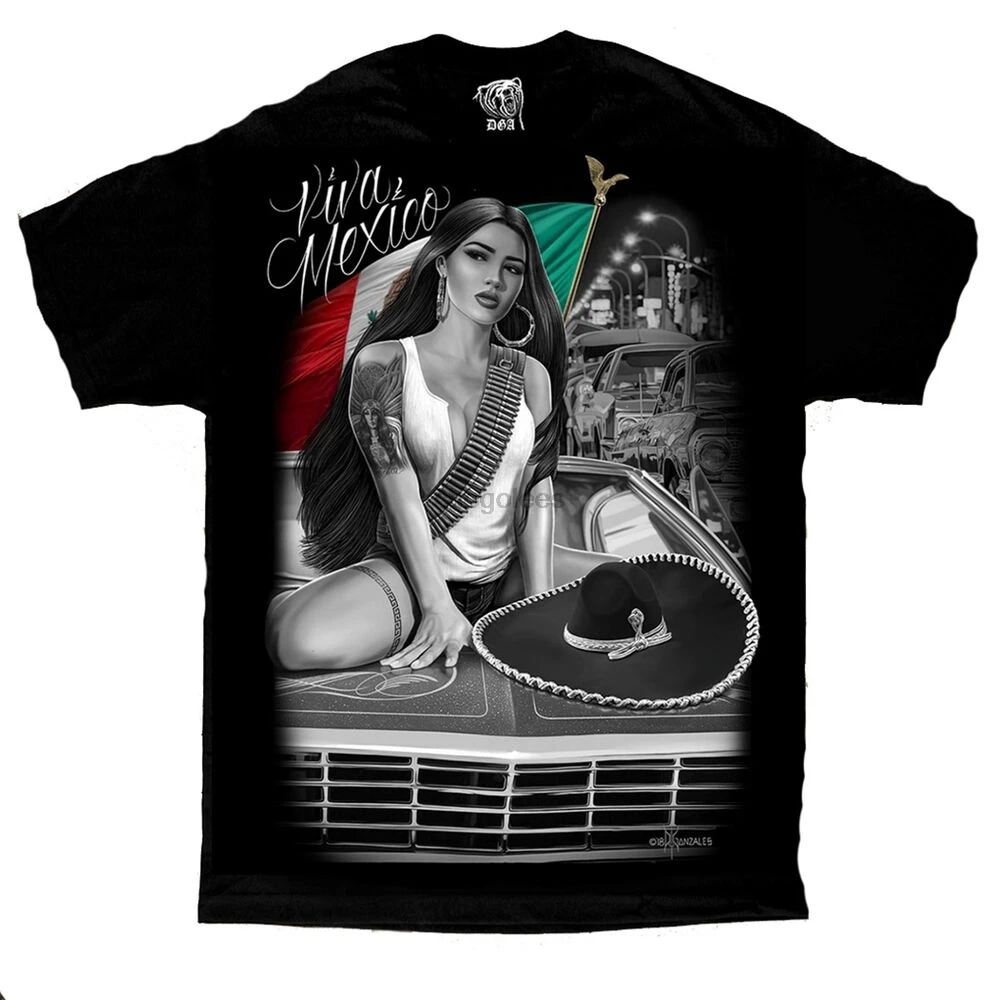 DGA Viva Mexico Homies Lowrider Sexy Chicano David Gonzales Art  T Shirt