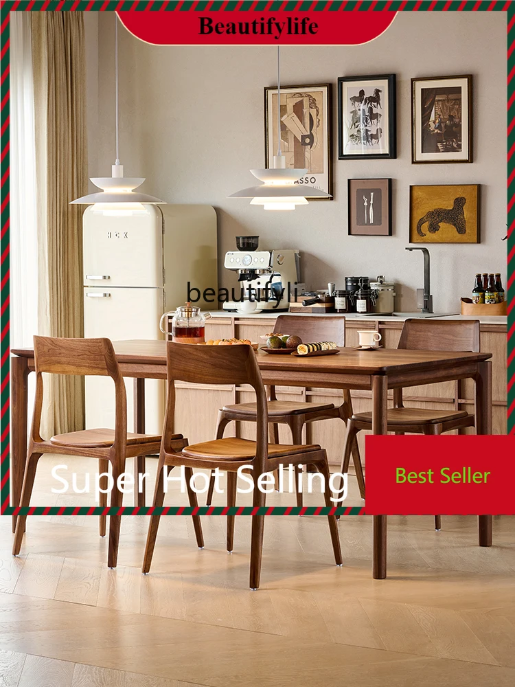 

G1218 North America Black Walnut Wood Table Nordic Solid Wood Rectangular Table Home Dining Table Desk G1218