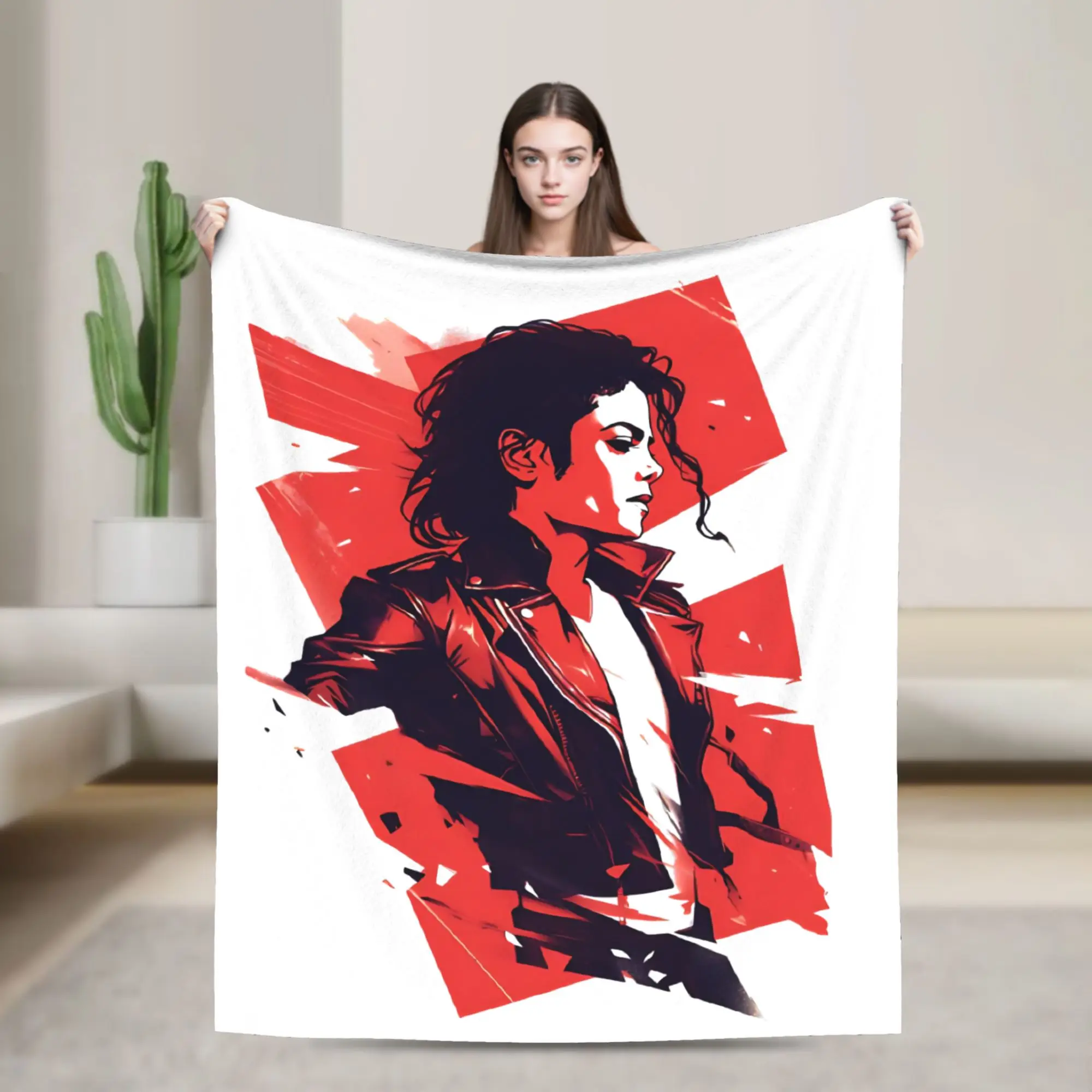 Pop King MJ Blanket Fleece Summer Air Conditioning Portable Ultra-Soft Throw Blanket for Bedding Office Plush Thin Quilt