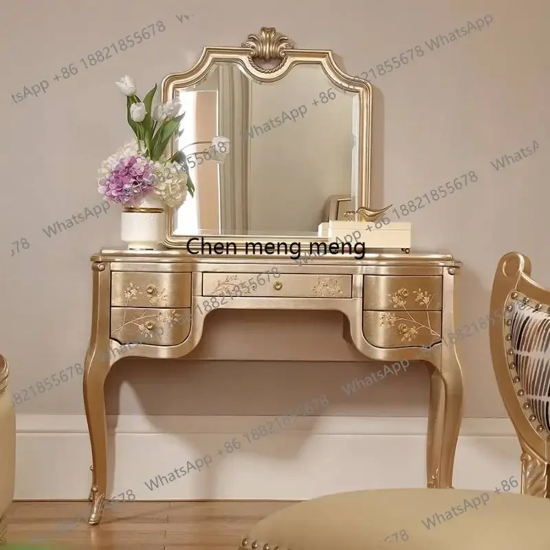 

Hot sales Natural Nordic Vanity Table Dest French Glossy Corner Cheap Vanity Desk Small Mirror Saving Makeup Tafel Furnitures Fo