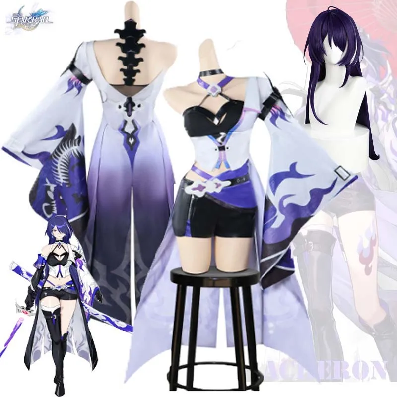 Acheron Cosplay Costume gioco Honkai Star Rail Huang Quan Cosplay Dress outfit parrucca Halloween Event RolePlay Suit Party Prop