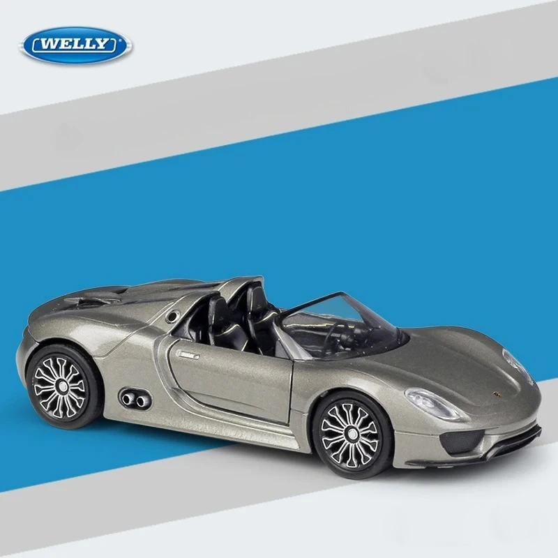 WELLY 1:36 918 سبايدر مفهوم التراجع سيارة رياضية نموذج معدني دييكاست لعبة معدنيّة سيارة للأطفال هدية B49 دييكاست سبيكة