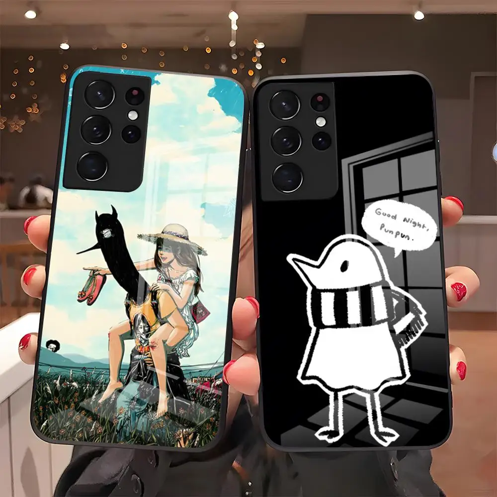 G-Goodnight Punpun Phone Case For Samsung A25 A13 A33 5G A54 A36 A35 A56 A52 A14 Shockproof Glass Cover