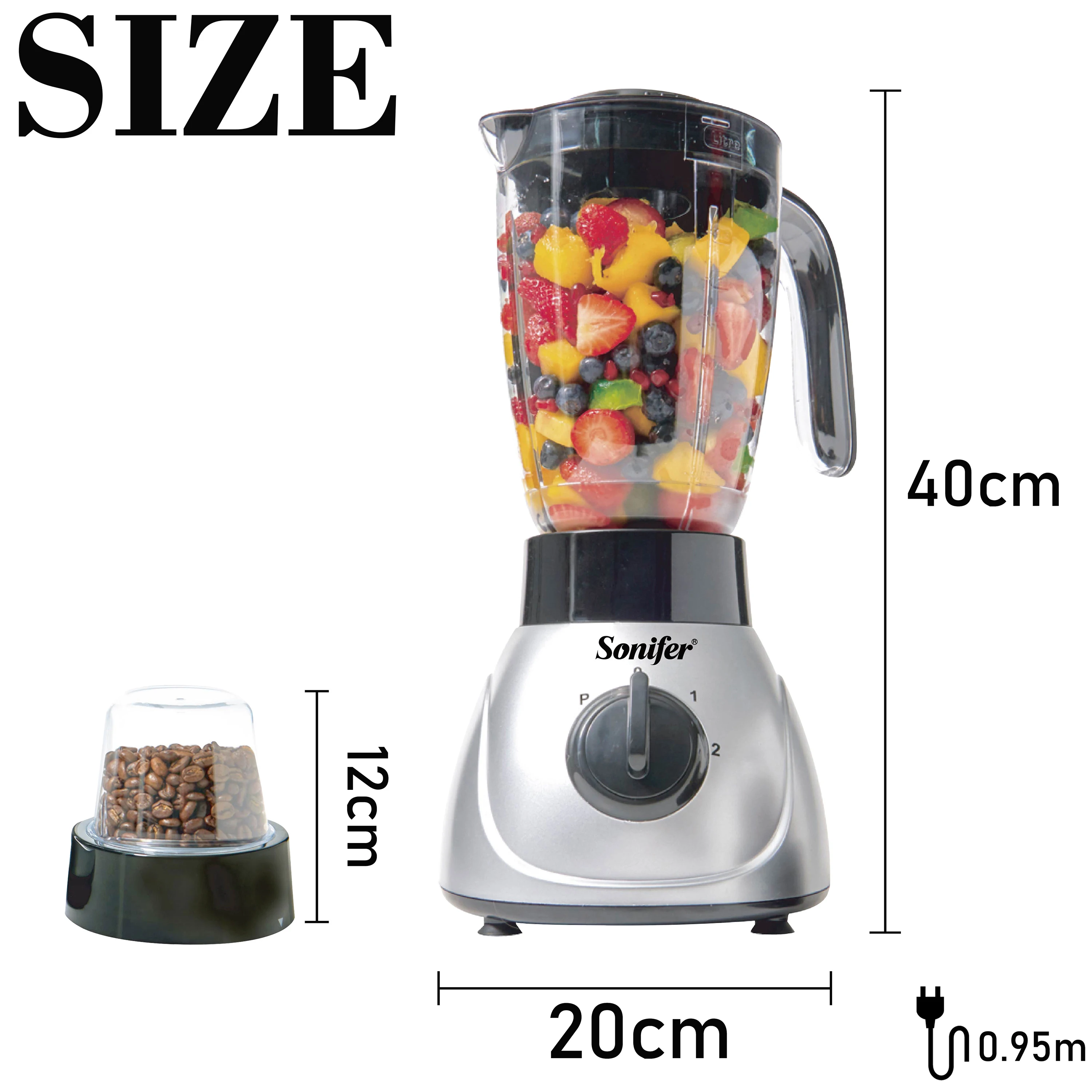 2 in 1 Blender Grinder Personal Mixer for Shakes and Ice Smoothies Juicer Fruit Food Processor Ice Sonifer