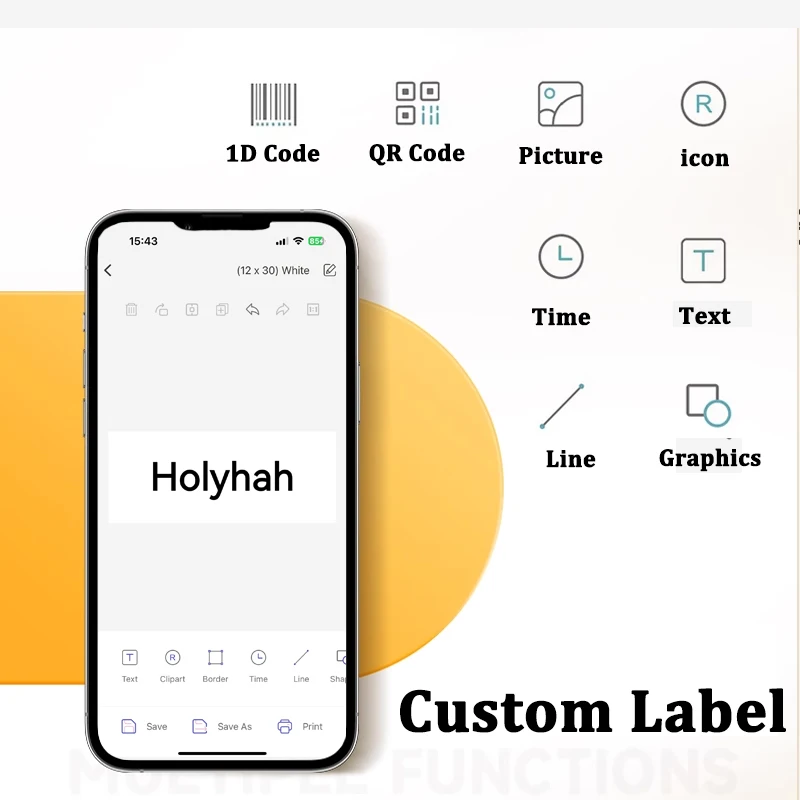 Holyhah P0 Portable Label Maker Wireless Bluetooth Label Printer for Android iPhone Phone Office Home Name Tag Tape Sticker