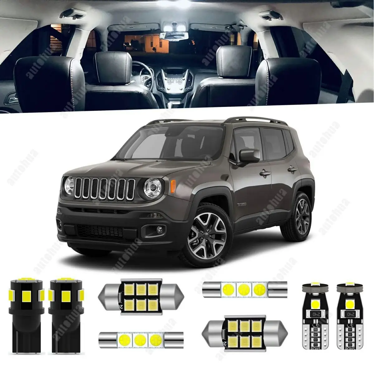 LED Interior Lights For Jeep Renegade 2015-2023 White 6000K LED Lighting 23Pcs