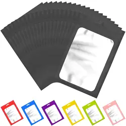 100 Pieces Resealable Mylar Bags with Smell Proof Bags Packaging Bags Foil Pouch Zip Bags for Food Self Sealing Storage