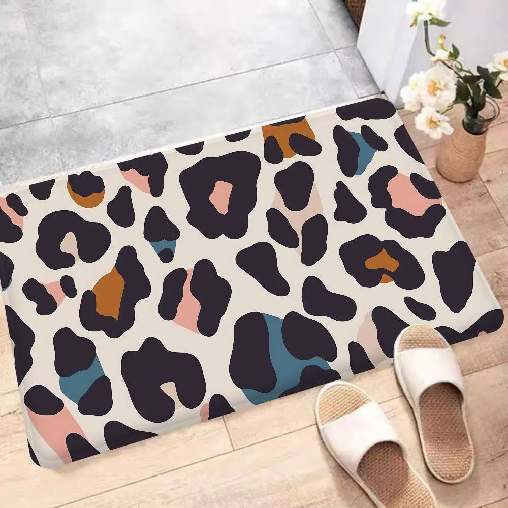 Mode Leopard Print Badezimmer Matte Kinderzimmer Schlafzimmer Dekoration Balkon Anti-Slip Fußmatte Wohnzimmer Willkommen Teppich