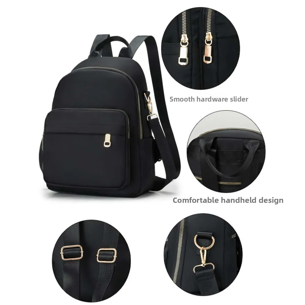 Zaino scolastico portatile in nylon Borsa tote casual multifunzione di grande capacità Borsa portaoggetti Borsa a tracolla in tinta unita da viaggio