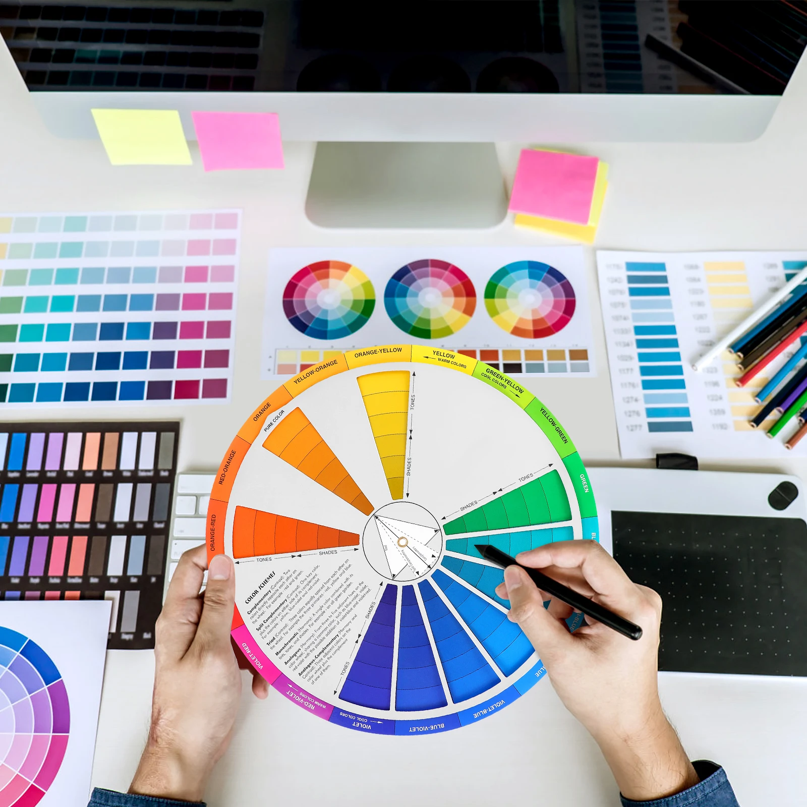 

Color Card Wheel Watercolor Mixing Mini Guide Charts for Artists Painting Travel