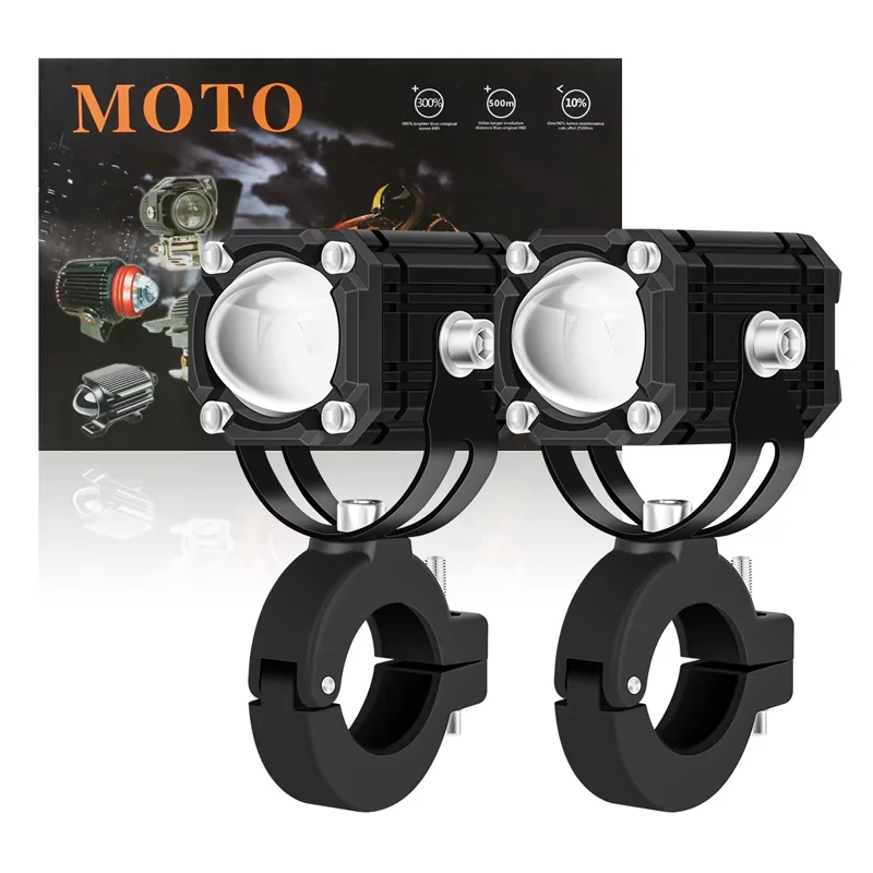 

Motorcycle LED Auxiliary Headlight Spotlight Dual Color White Yellow Hi/Lo Beam Bright Driving Fog Light Waterproof Universal