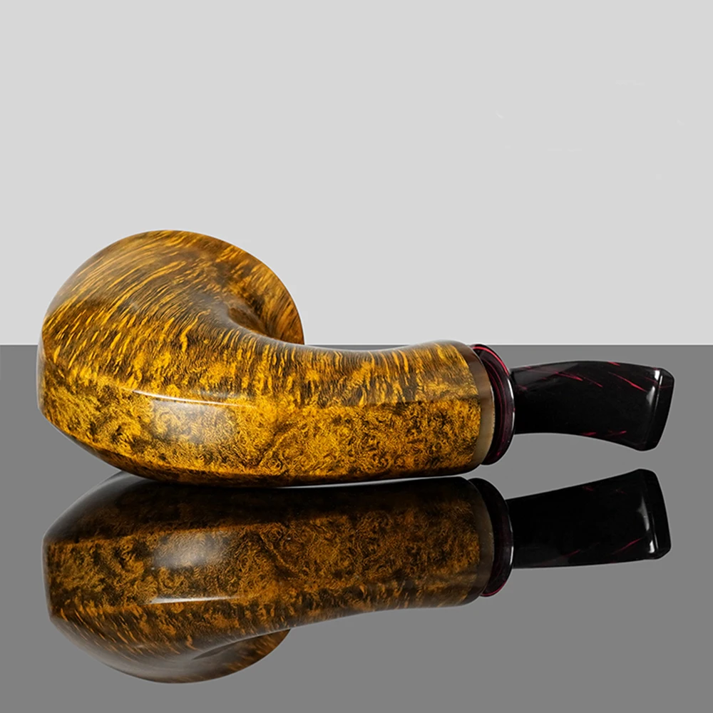 MUXIANG handmade briar tobacco pipe warm snuff pipe Cumberland vulcanized rubber pipe mouthpiece bowl id 20mm Father\'s Day gift