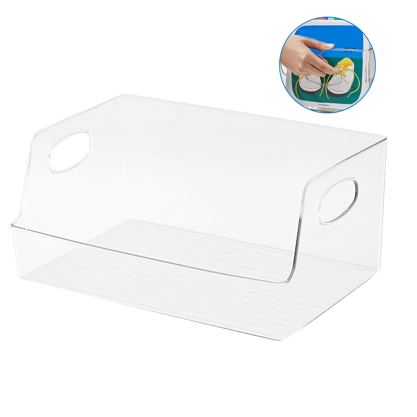 Professional Clear Book Bin for Classroom Book Storage Plastic Organizing Bin Standard Size Desktop Organizer Large Opening