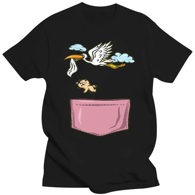 Falling Baby Into Pocket Stork Mum To Be Adult Tops Tee T Shirt T-Shirt Popular Tagless