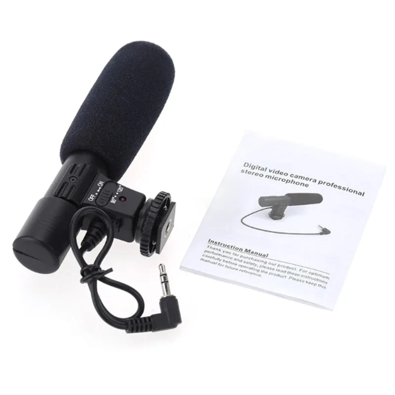 

MIC-01 Professional Condenser Microphone 3.5mm Stereo Recording Interviews Mic for DSLR Camera Video Recording