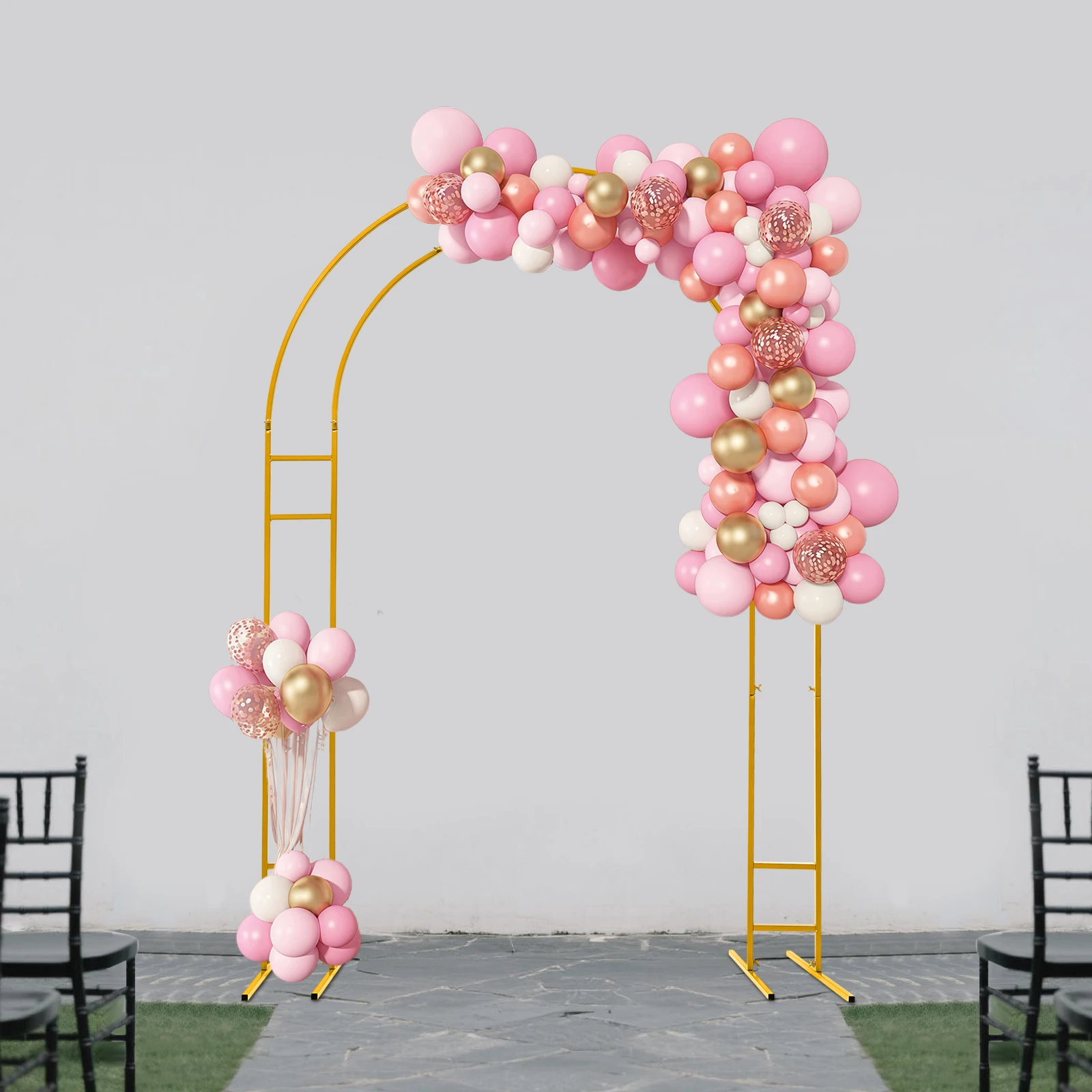 

Golden Double-tube Arch Bracket 150*60*220cm High Stability Decorative Support Banquet Background Wall Bracket