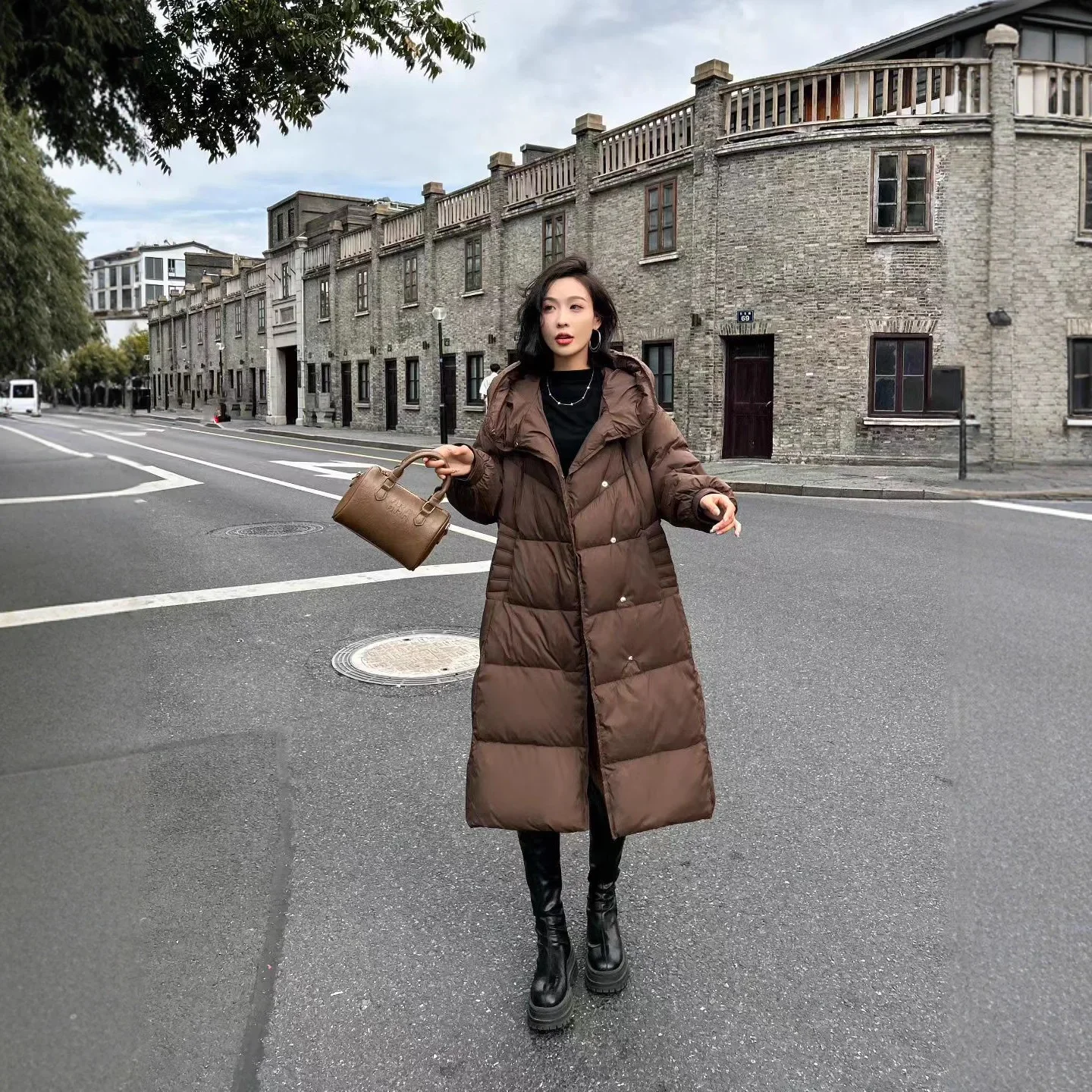Nueva chaqueta de invierno para mujer, Parkas de plumón de ganso cálidas con capucha para ir al trabajo