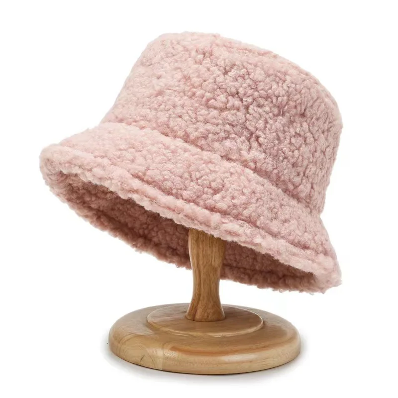 2022 Lamb Wool Bucket Hat for Women Men Solid Harajuku Teddy Fishing Fisherman Hat Autumn Winter Bob Outdoor Warm Panama Cap