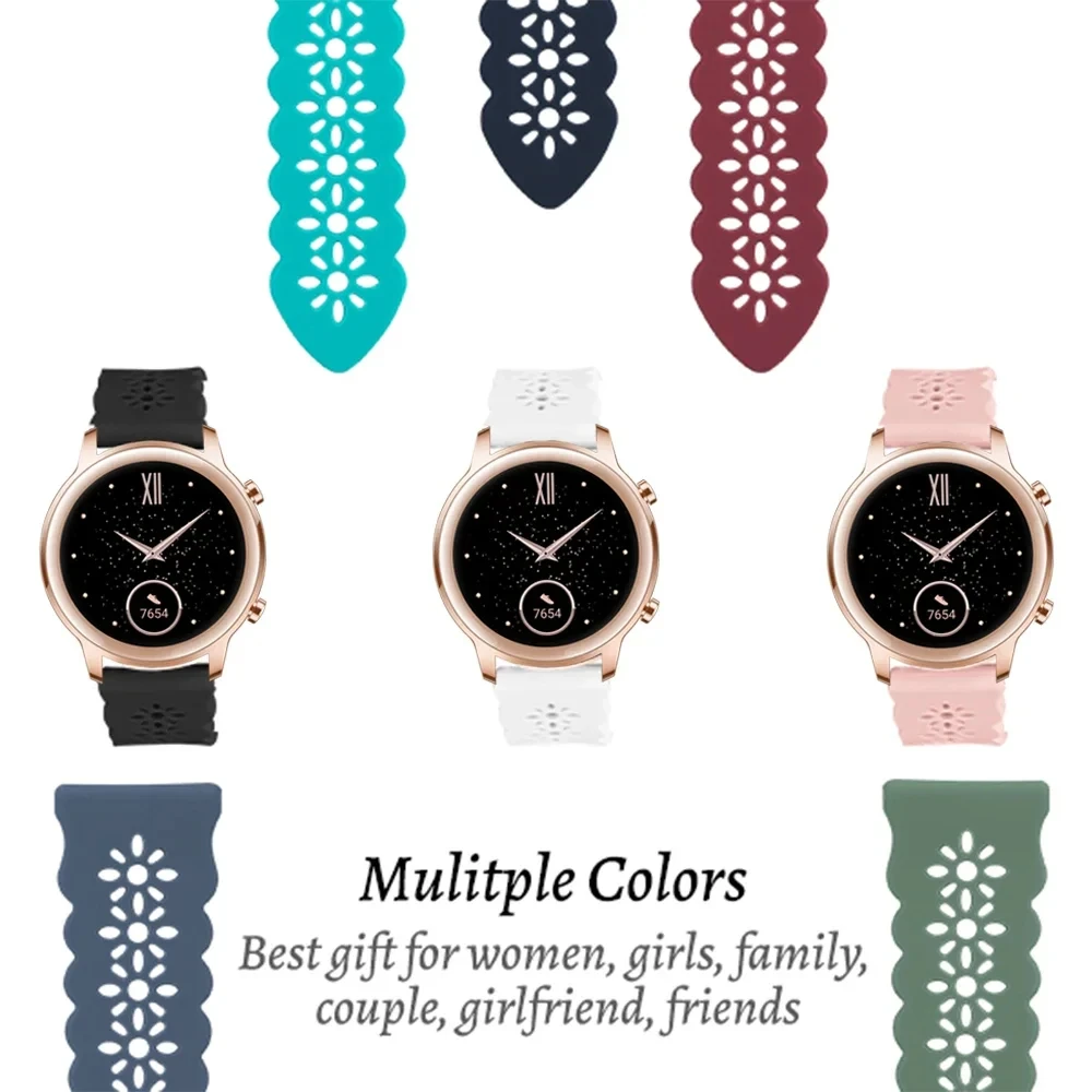 حزام دانتيل رياضي لساعة سامسونج جالاكسي 7/FE/4/5/5 pro/6 كلاسيك/أكتيف 2 سيليكون 20 ملم 22 ملم سوار هواوي جي تي 4-3-2-2e