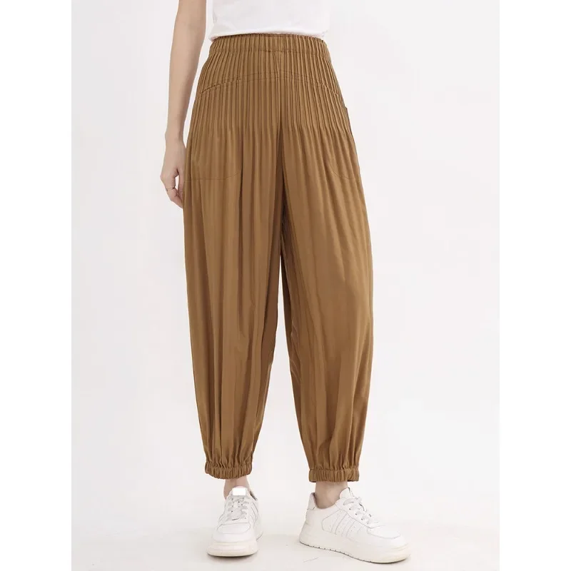 Miyake Pleated Harem Pants Women\'s 2024 Autumn and Winter New Fashion Casual Versatile Loose Work Pants