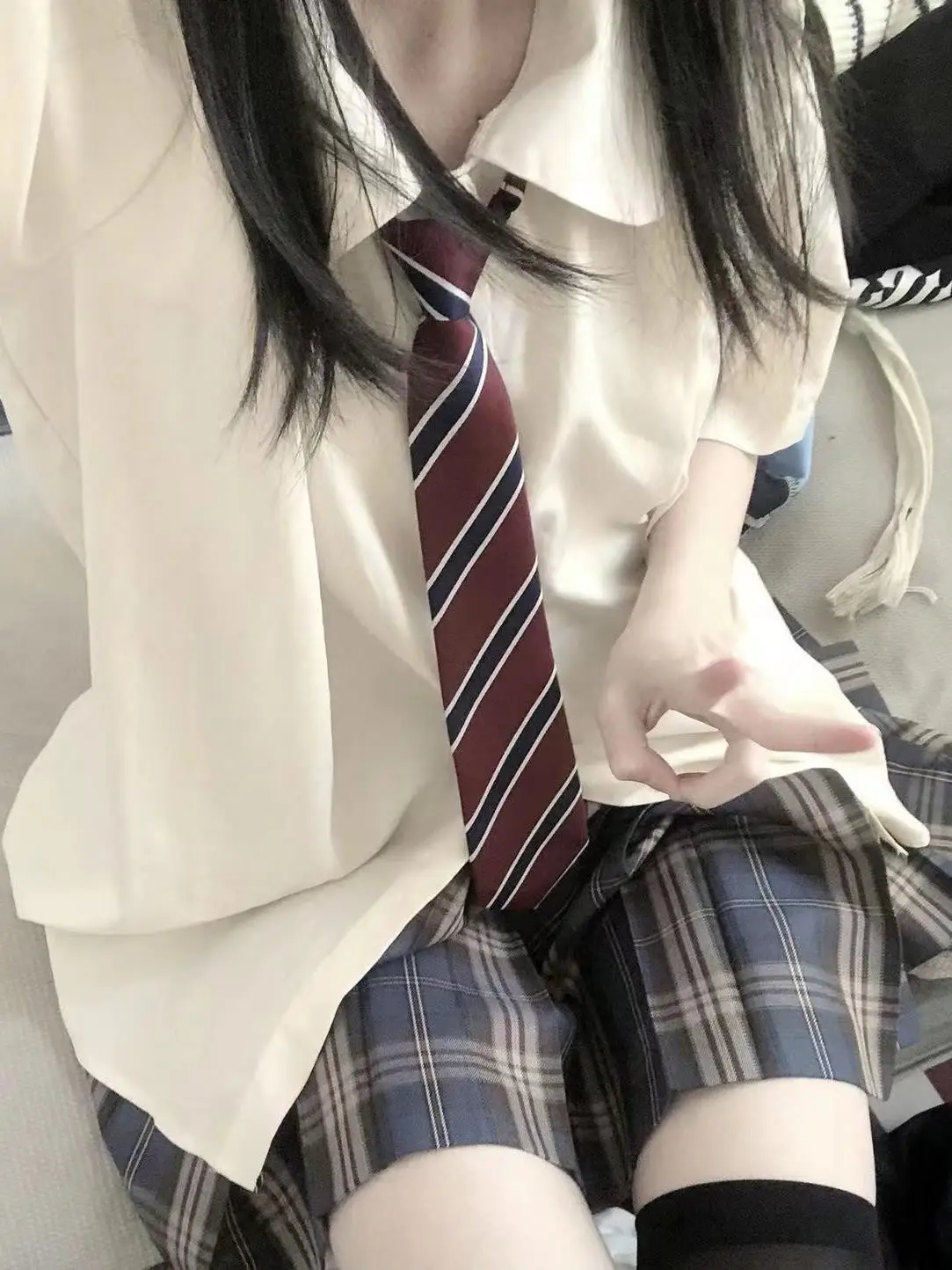 

Japanese Style College Uniform Shirt And Skirt Set Women's Loose Hargreaves Plaid Skirt Fashionable Student Outfit 18-25 Year...