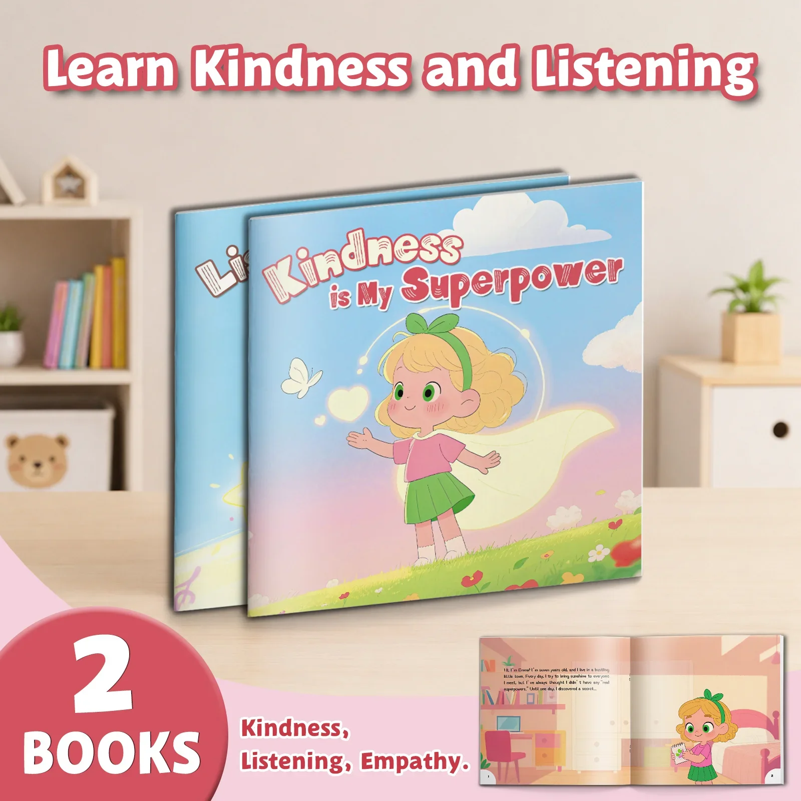 2-Book Social-Emotional Learning Set for Kids: Kindness Is My Superpower and Listening Is My Superpower