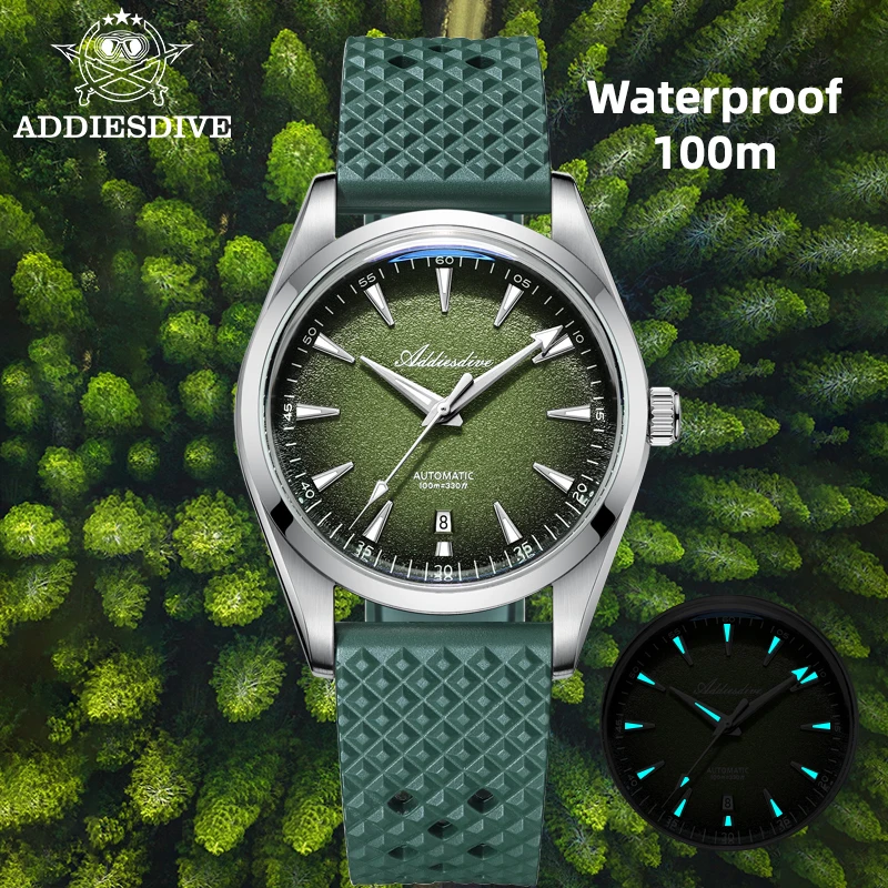 

ADDIESDIVE Men's Automatic Mechanical Watch Waterproof 100m BGW9 Super Luminous Bubble Glass Wristwatch 39mm Luxury Watches Male