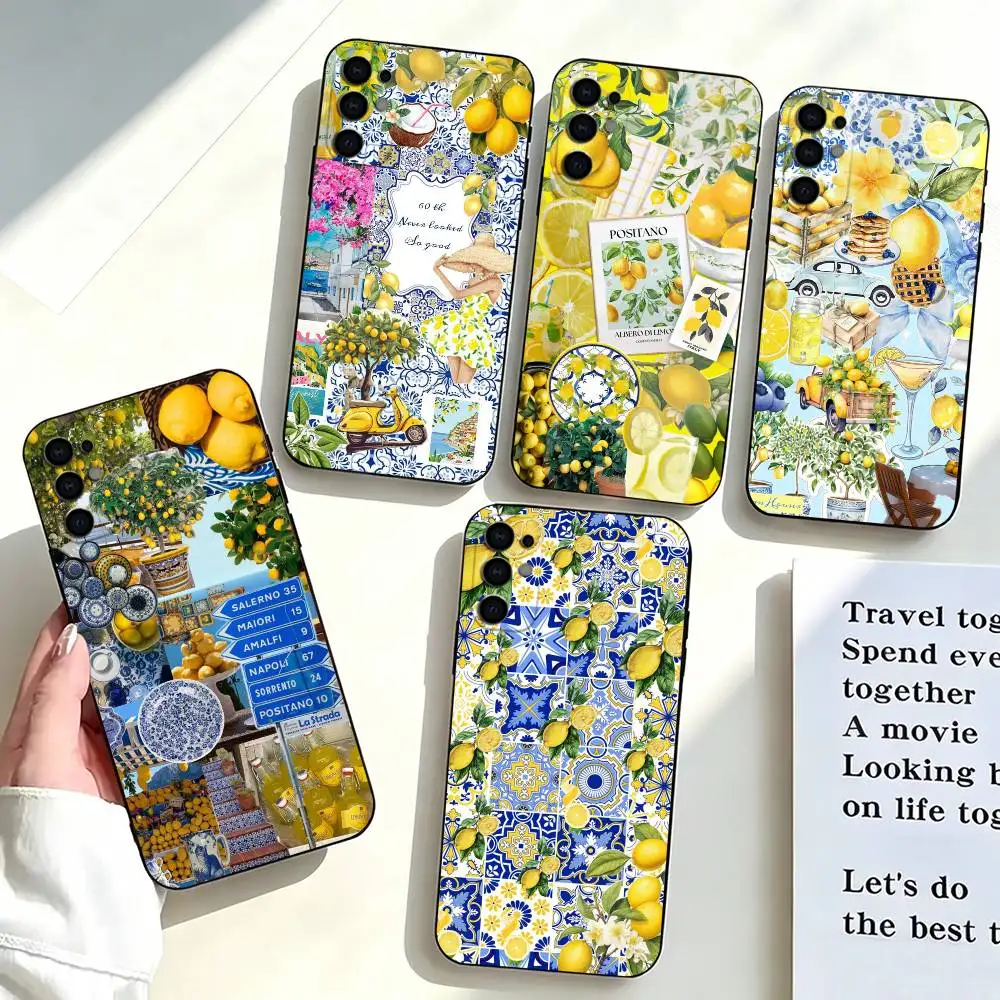 European Amalfi Coast L-LemonSs  Phone Case For Samsung S25,S24,S21,S22,S23,S30,Ultra,S20,Plus,Fe,Soft Silicone Black Cover
