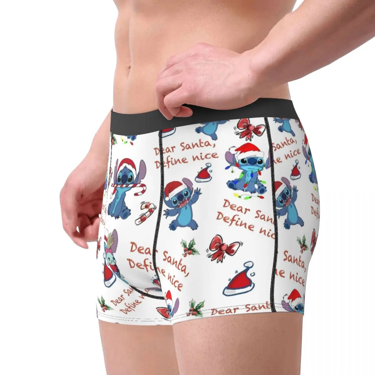 Stitch Christmas Boxer Brief Underwear Quality Man Sexy Soft Boxer Shorts Print Large Size Underpants