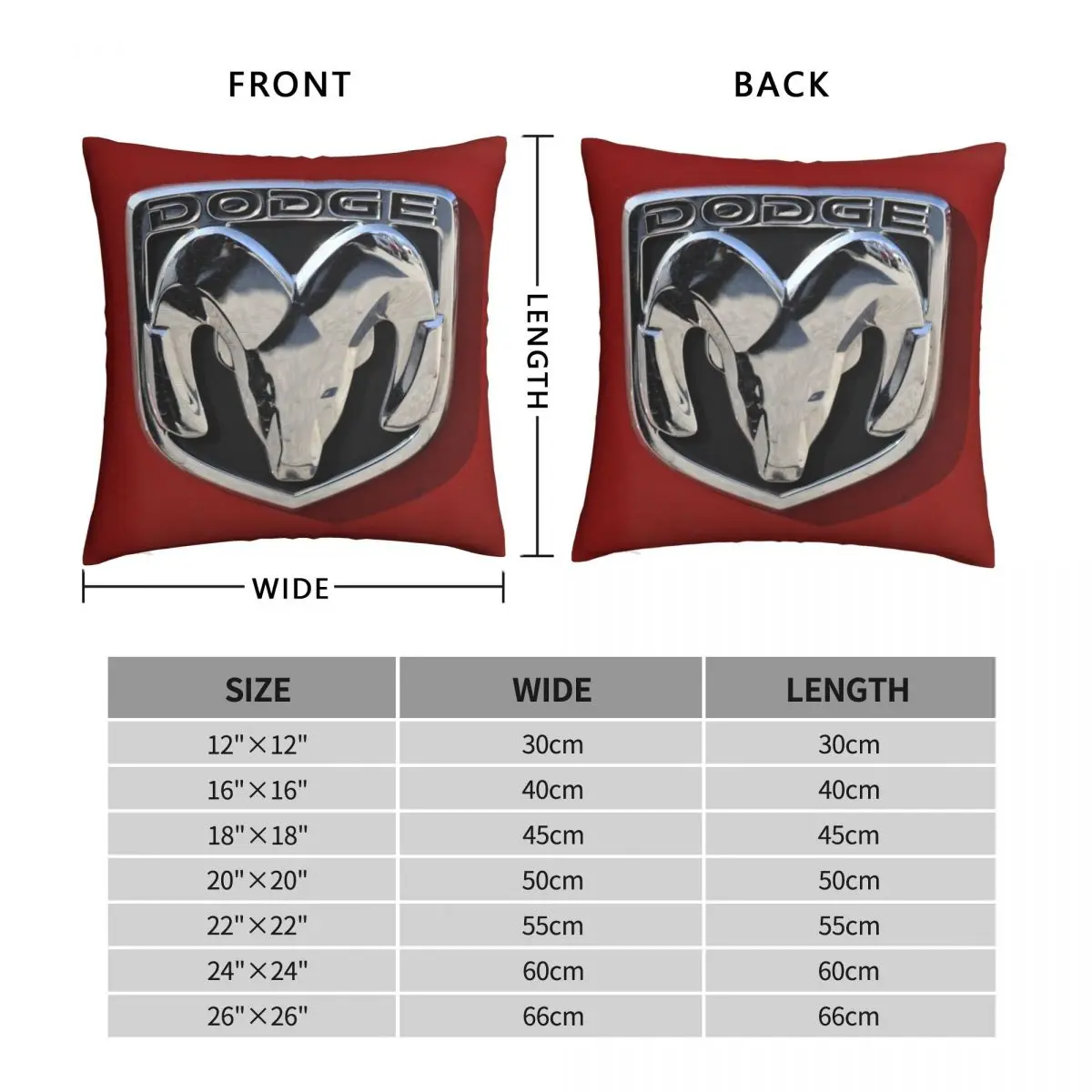 Dodge Logo Square Pillowcase Polyester Linen Velvet Creative Zip Decorative Throw Pillow Case Room Cushion Cover 45x45