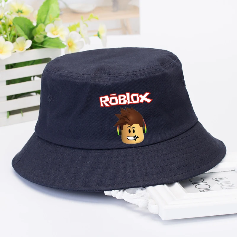 Hot Roblox Cotton Fisherman Hats Cartoon Anime Outdoor Sunshade Flat Caps for Kids Adult Summer Sunscreen Fishing Hats New Gift