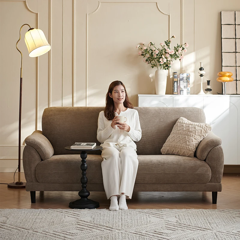 Medium Accent Corduroy Fabric Style Living Room Retro Small Modern Sofa Lazy Straight Apartment Armchairs Garden Furniture