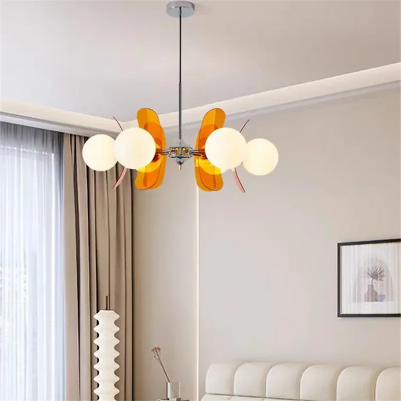 New Bauhaus Colourful Acrylic Chandelier Antique Multi-head Light Restaurant Living Room Bedroom Dining Table Art Chandelier