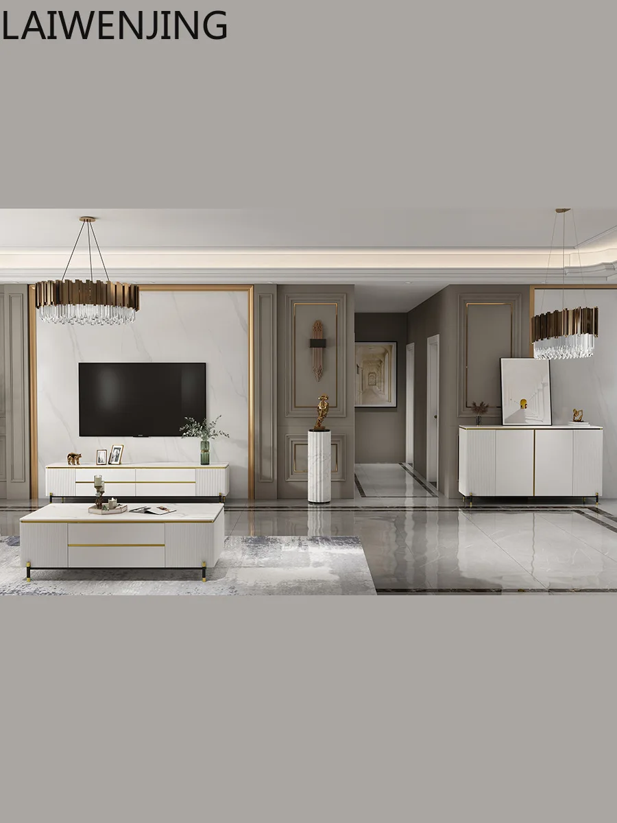 HLZ new light luxury coffee table TV cabinet rock slab coffee table TV cabinet combination