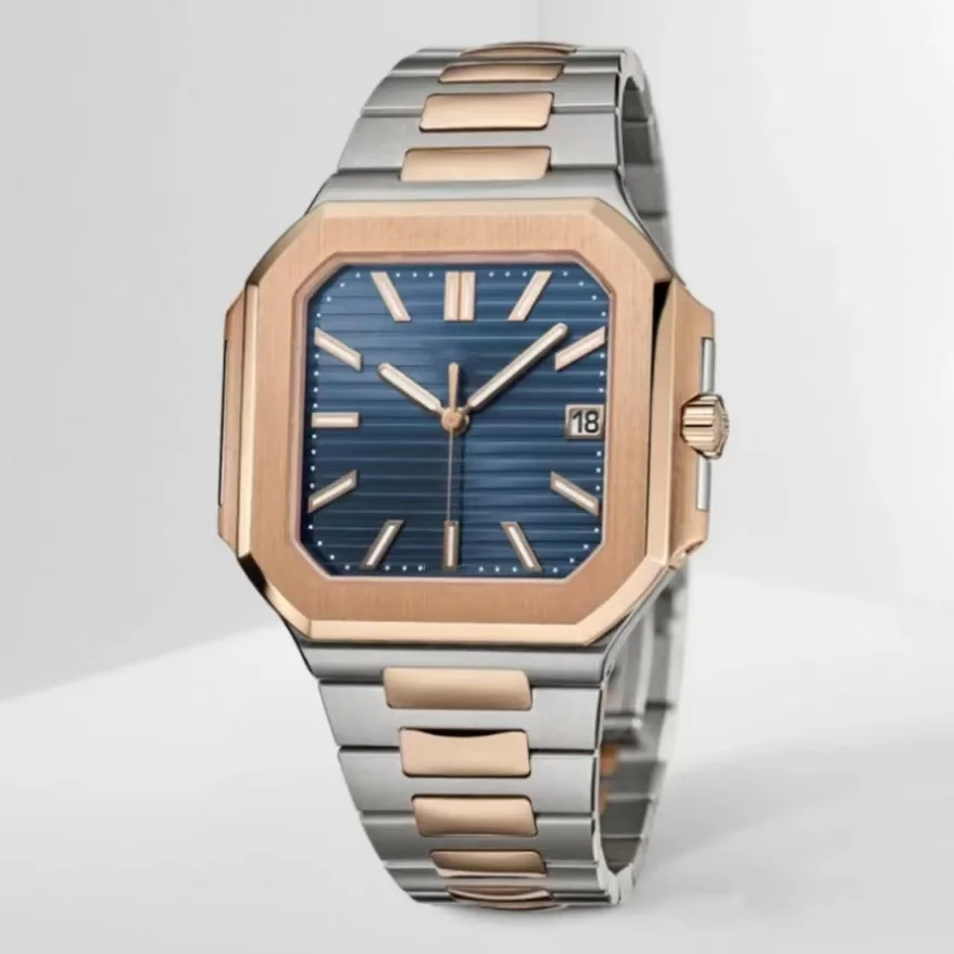 2025 New Luxury Men's Watch Fully Automatic Mechanical Watch Square Dial Multi-Function Rose Gold Couple Watch