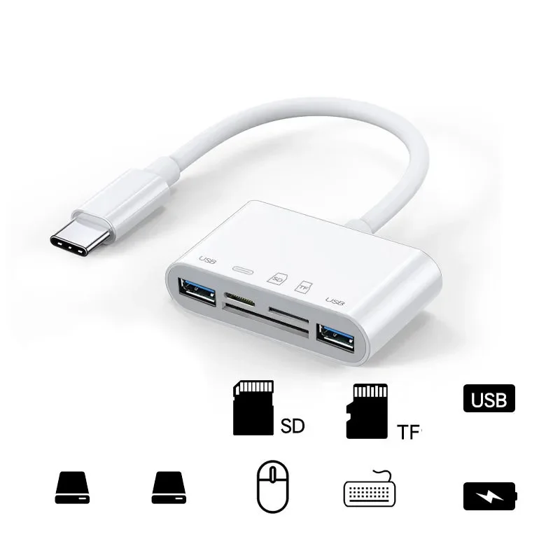 USB Hubs Type C Card Reader USB-C to SD TF USB3 0 Ports Connection 5 in 1 Smart Memory Cards Readers Adapter for  Pro Typ