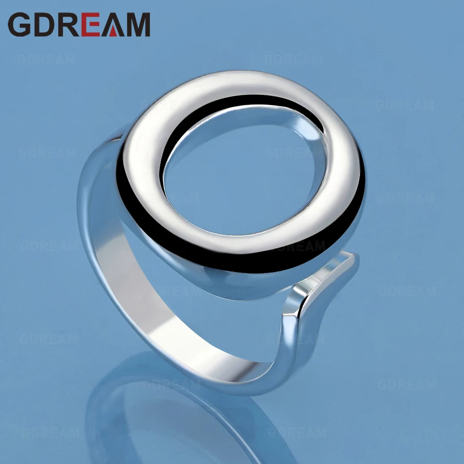 

GDREAM 925 Sterling Silver Round O-Shaped Opening Ring Women'S Commuting Accessories Christmas Gift Jewelry