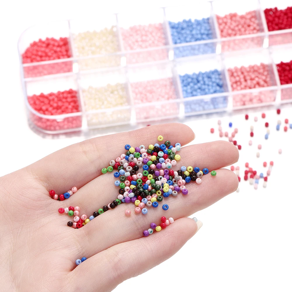 1680pcs/Box 12Grids Colorful Glass Seed Beads 2mm Mini Spacer Loose Bead for Earrings Necklace Bracelet DIY Jewelry Making