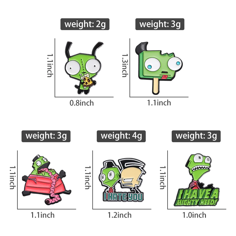 سلسلة الرسوم المتحركة الغريبة دبوس المينا ، متعة الكلب الأخضر الغازي ، دبابيس فيلم الخيال العلمي ، شارات طية صدر السترة ، هدية المجوهرات للجماهير